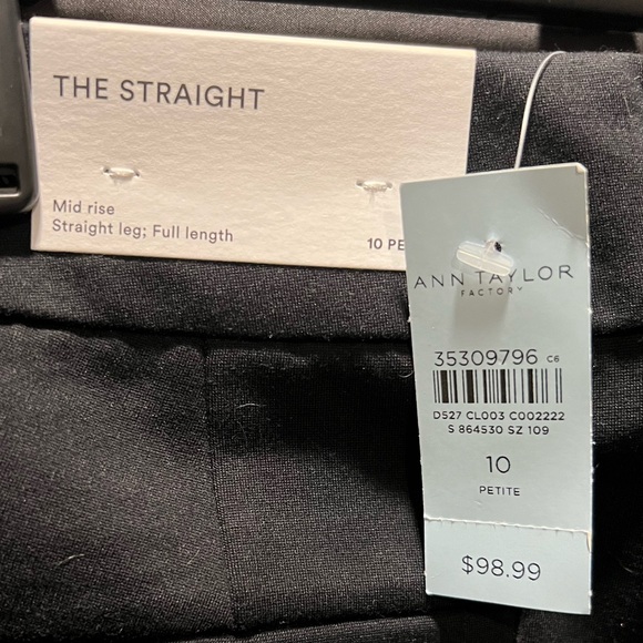 Ann Taylor Factory Pants Womens Size 10P Black Signature Flat Front Straight Leg - Picture 3 of 4